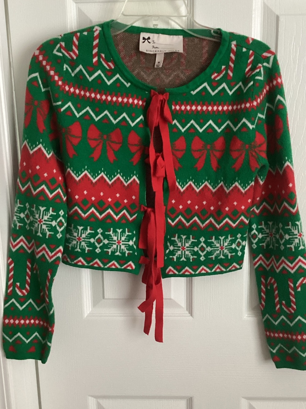 cute holiday tie up cardi